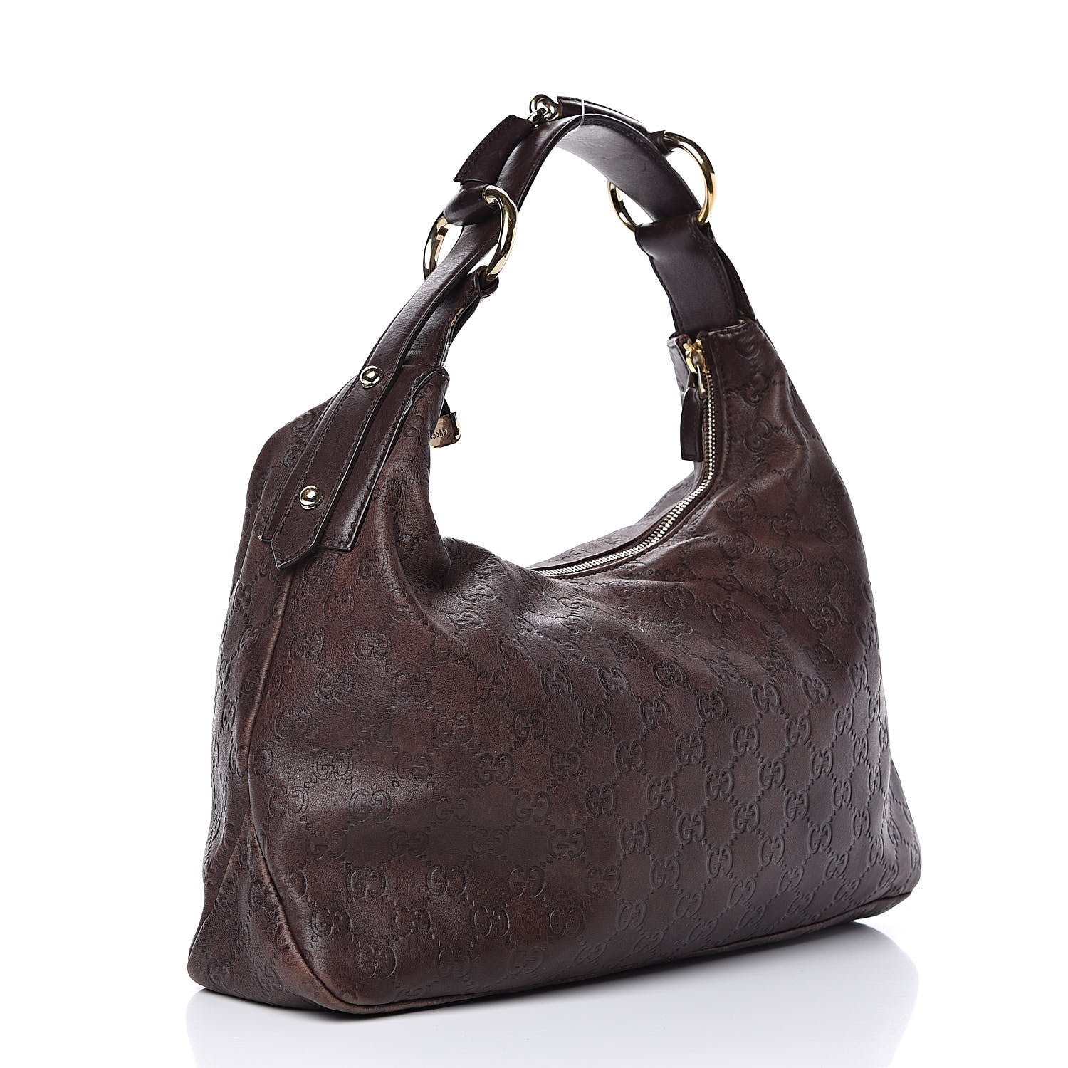 Gucci Guccissima Medium Horsebit Chain Hobo Dark Brown 3 of 15