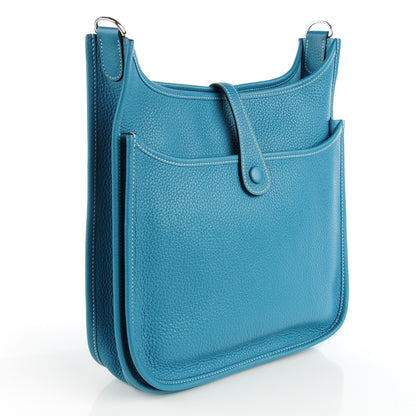 Hermes Taurillon Clemence Evelyne III PM Blue Jean 5 of 11
