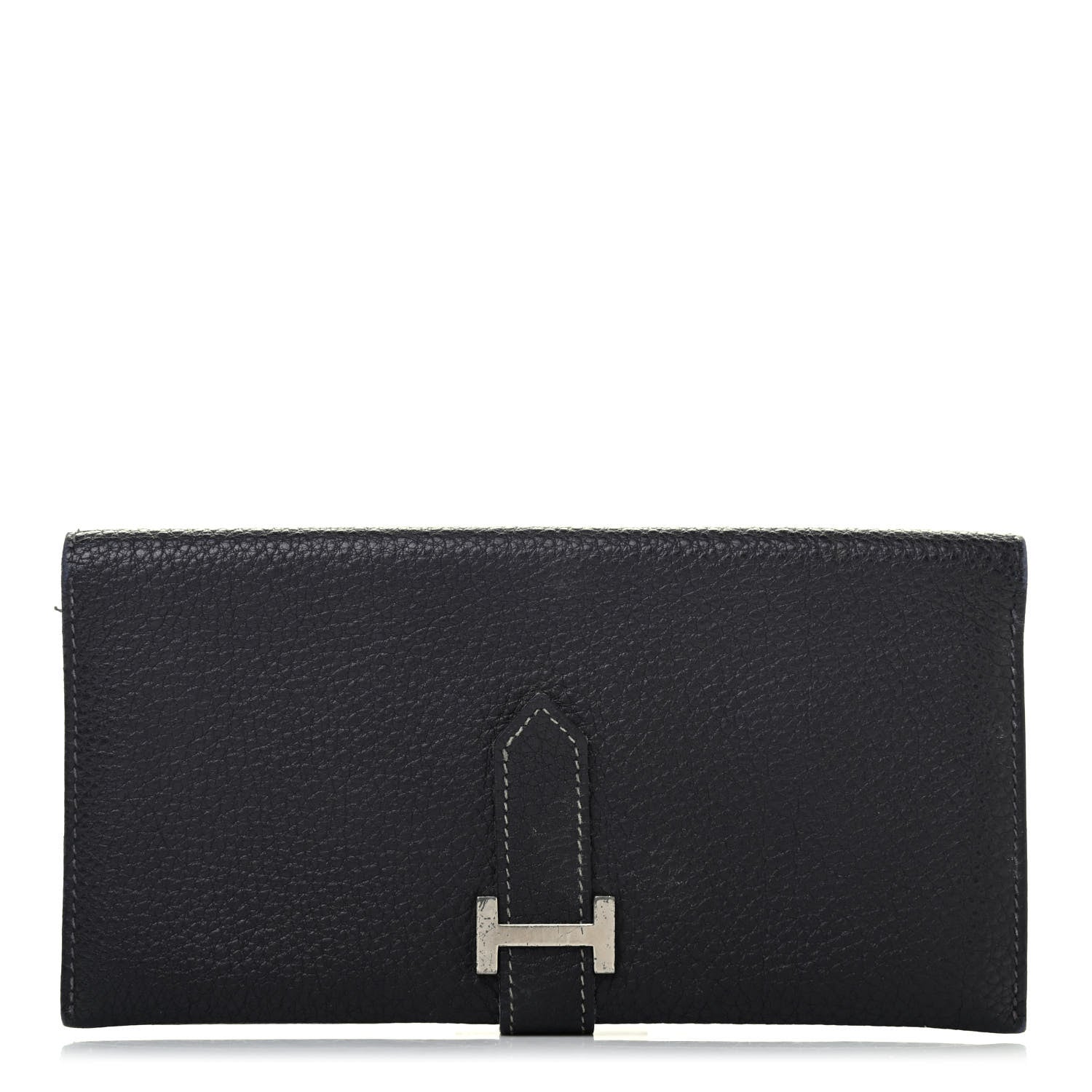 Hermes Taurillon Clemence Bearn Gusset Wallet Bleu Marine 1 of 6