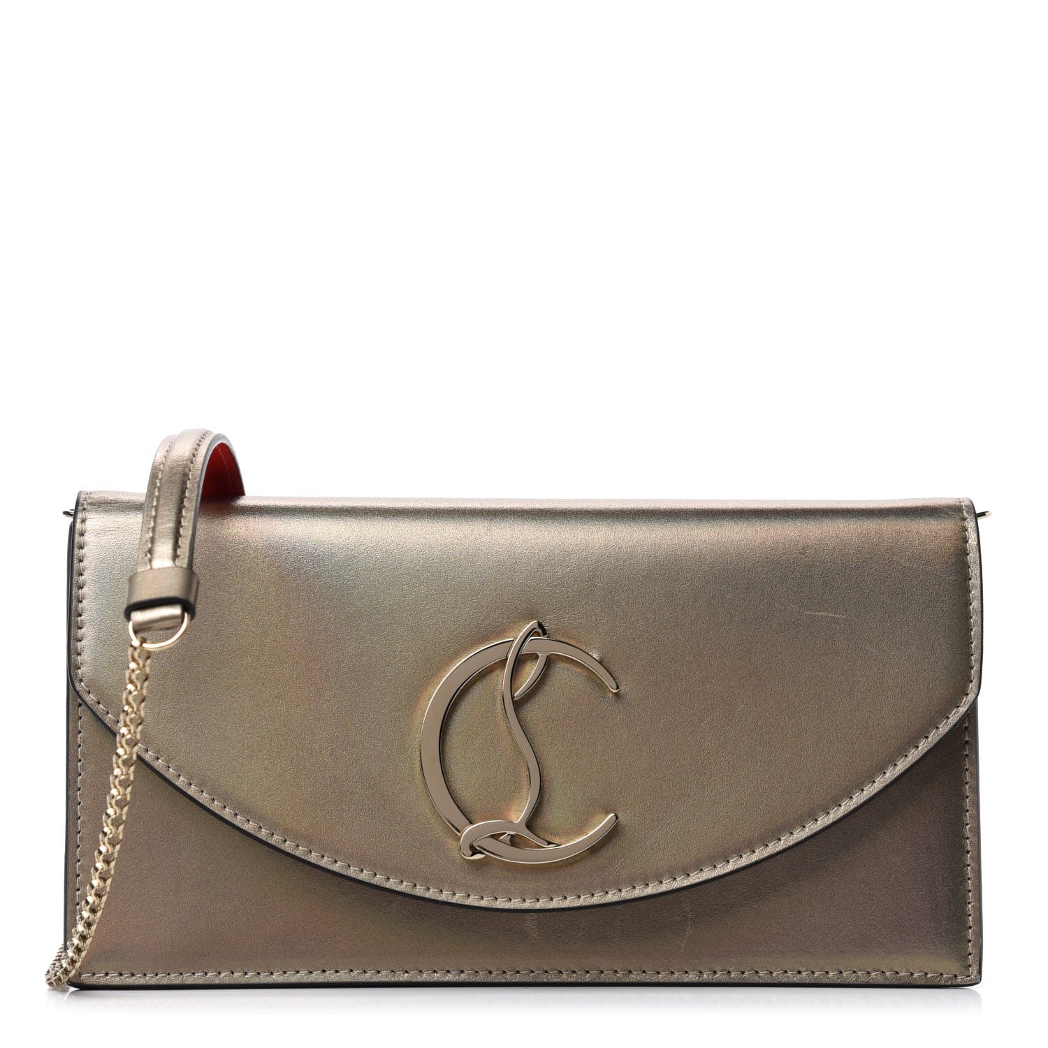 Christian Louboutin Iridescent Calfskin Loubi54 Crossbody Clutch Gold 1 of 11