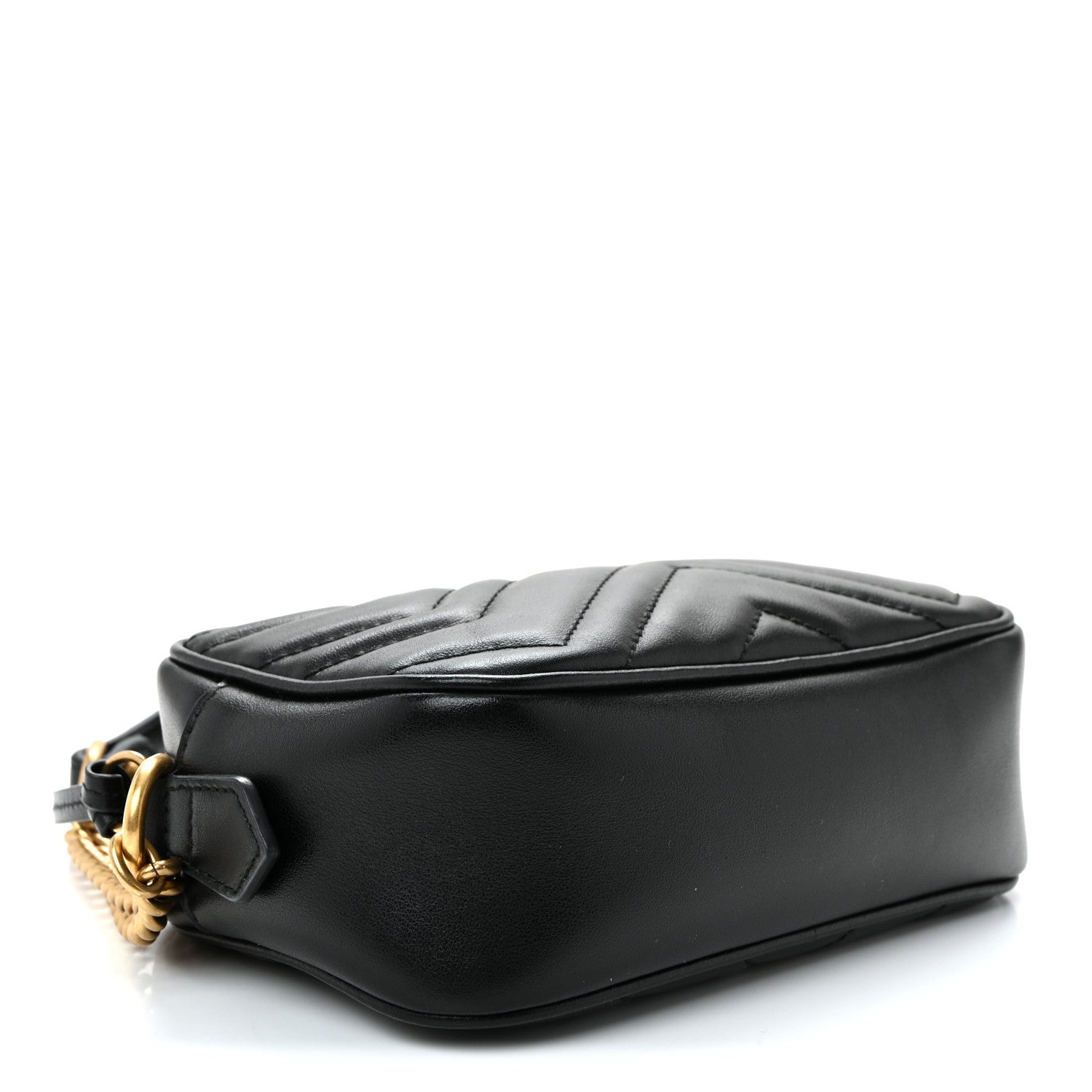 Gucci Calfskin Matelasse Mini GG Marmont Chain Shoulder Bag Black 4 of 10