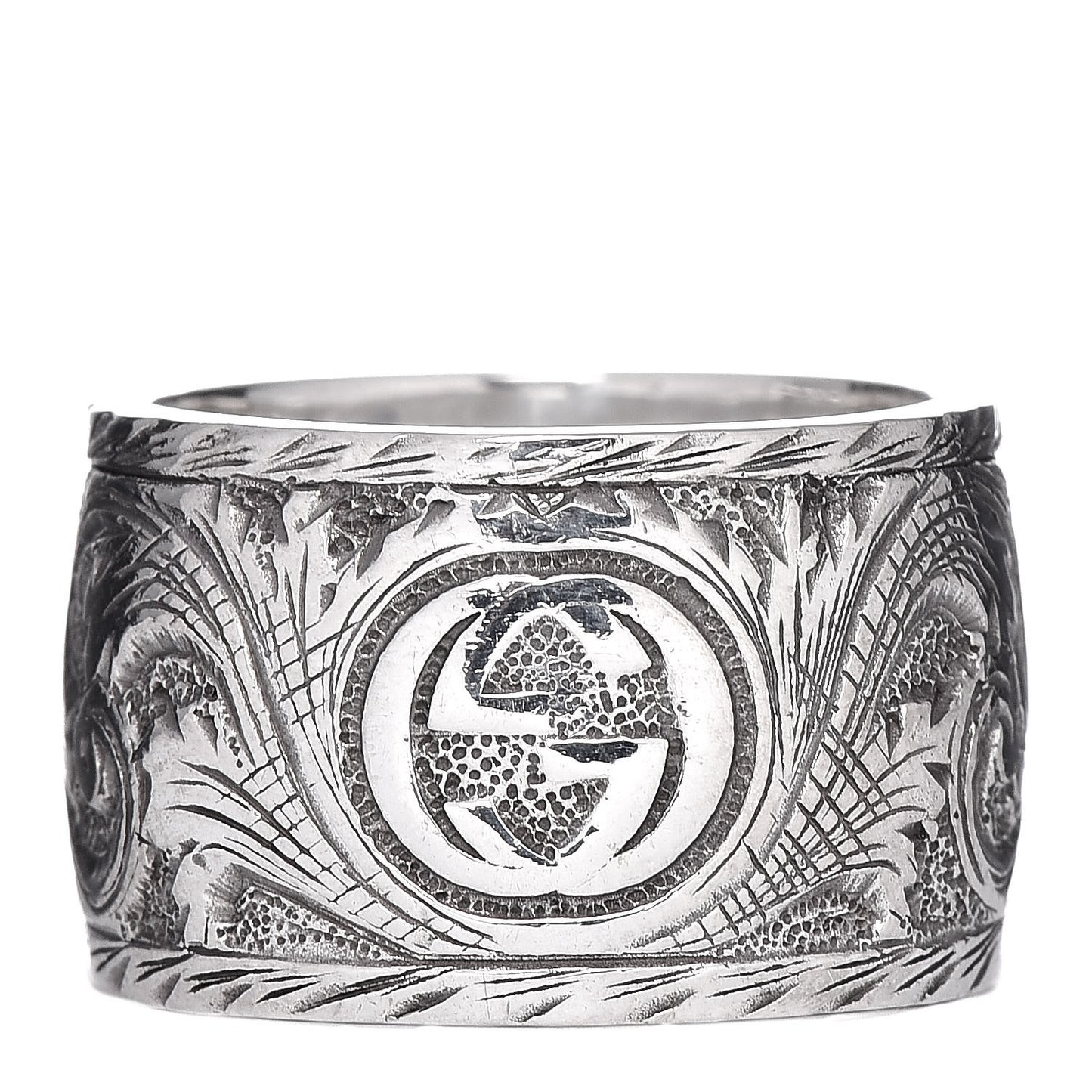 Sterling Silver Resin Feline Garden Ring Green 60 9