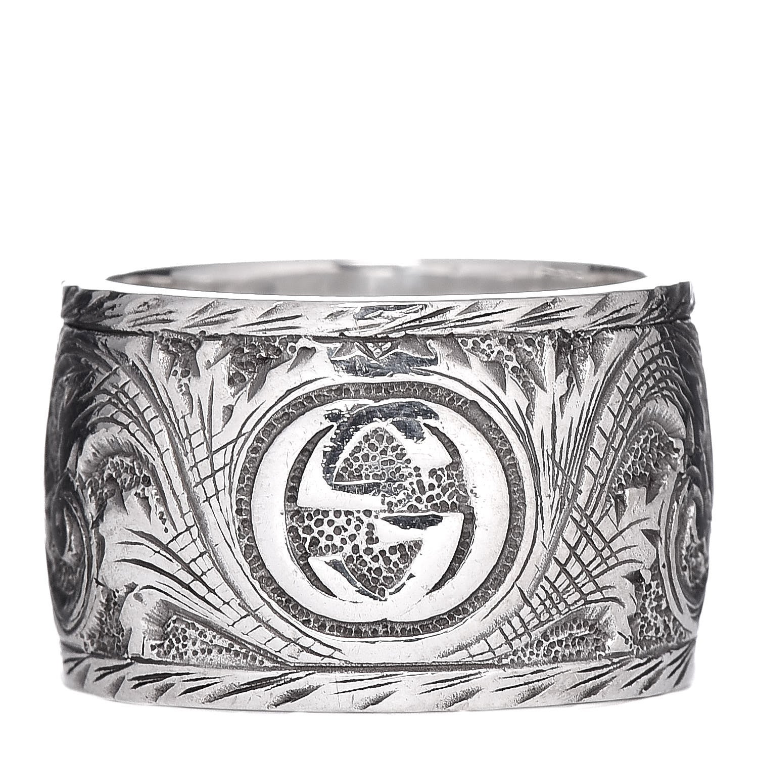 Gucci Sterling Silver Resin Feline Garden Ring Green 60 9 4 of 7