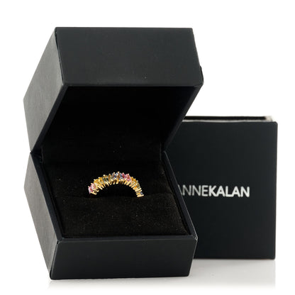 Suzanne Kalan 18K Yellow Gold Sapphire Half Band Ring 53 6.5 6 of 6