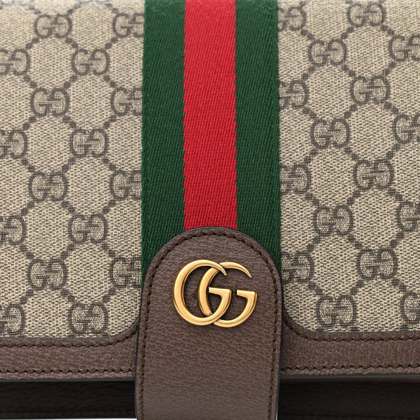GG Supreme Monogram Web Ophidia Flap Messenger Bag Beige New Acero