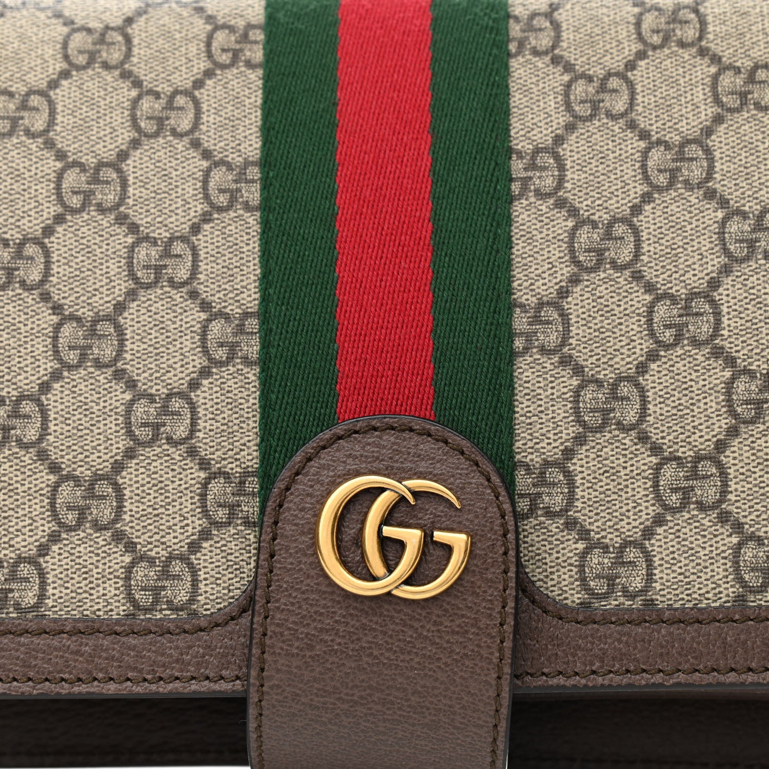 Gucci GG Supreme Monogram Web Ophidia Flap Messenger Bag Beige New Acero 8 of 10