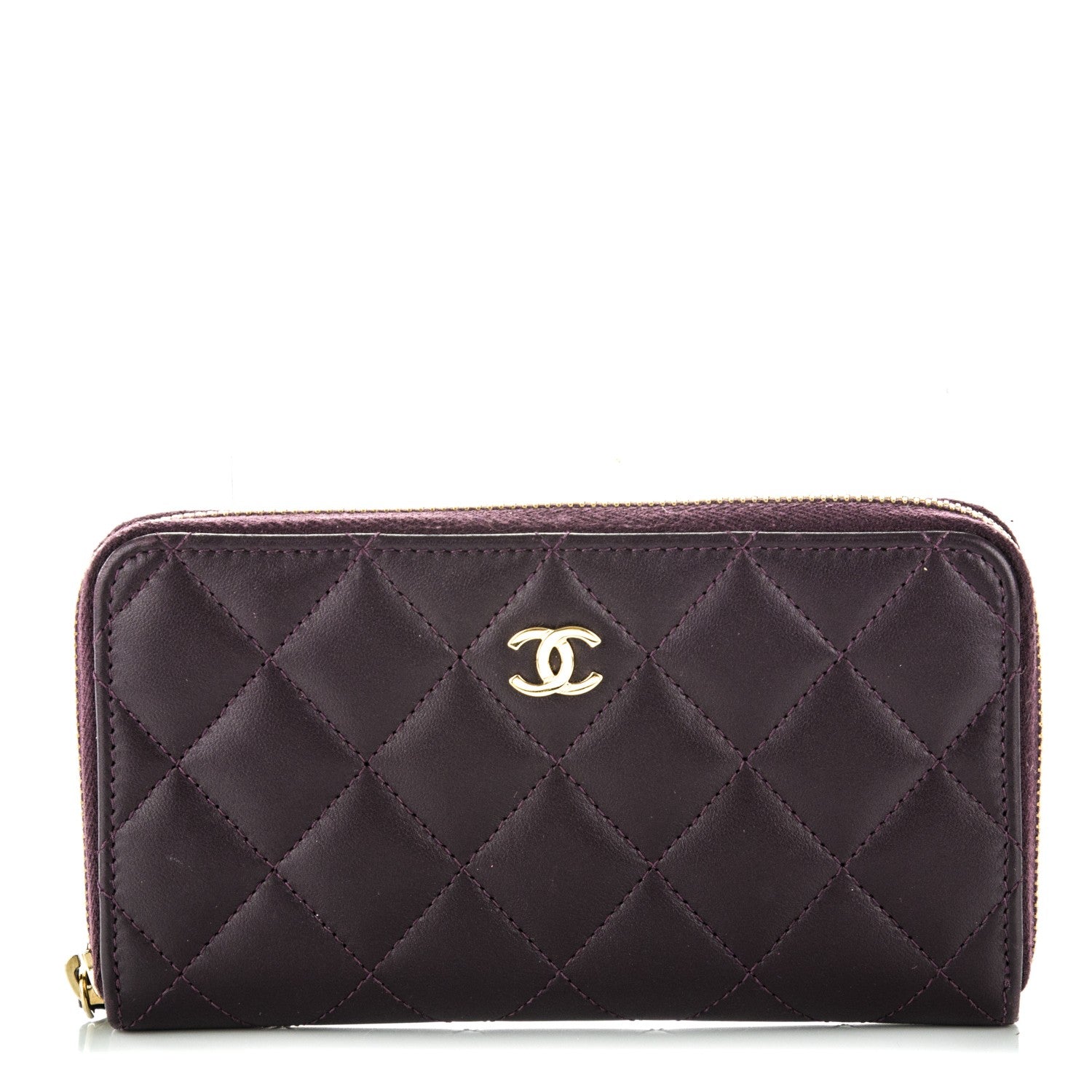 Chanel Lambskin Quilted Small Zip Around Wallet Purple 1 of 8