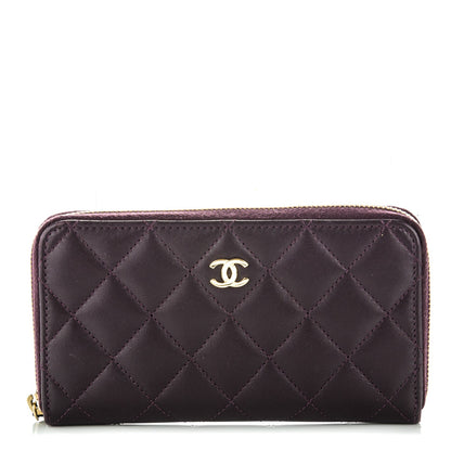 Chanel Lambskin Quilted Small Zip Around Wallet Purple 1 of 8