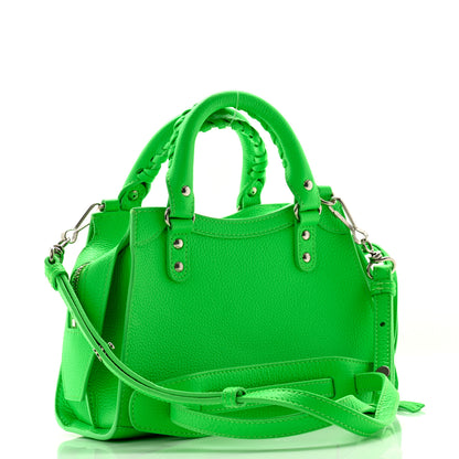 Balenciaga Grained Calfskin Neo Classic Silver Hardware Mini City Fluo Green 3 of 10
