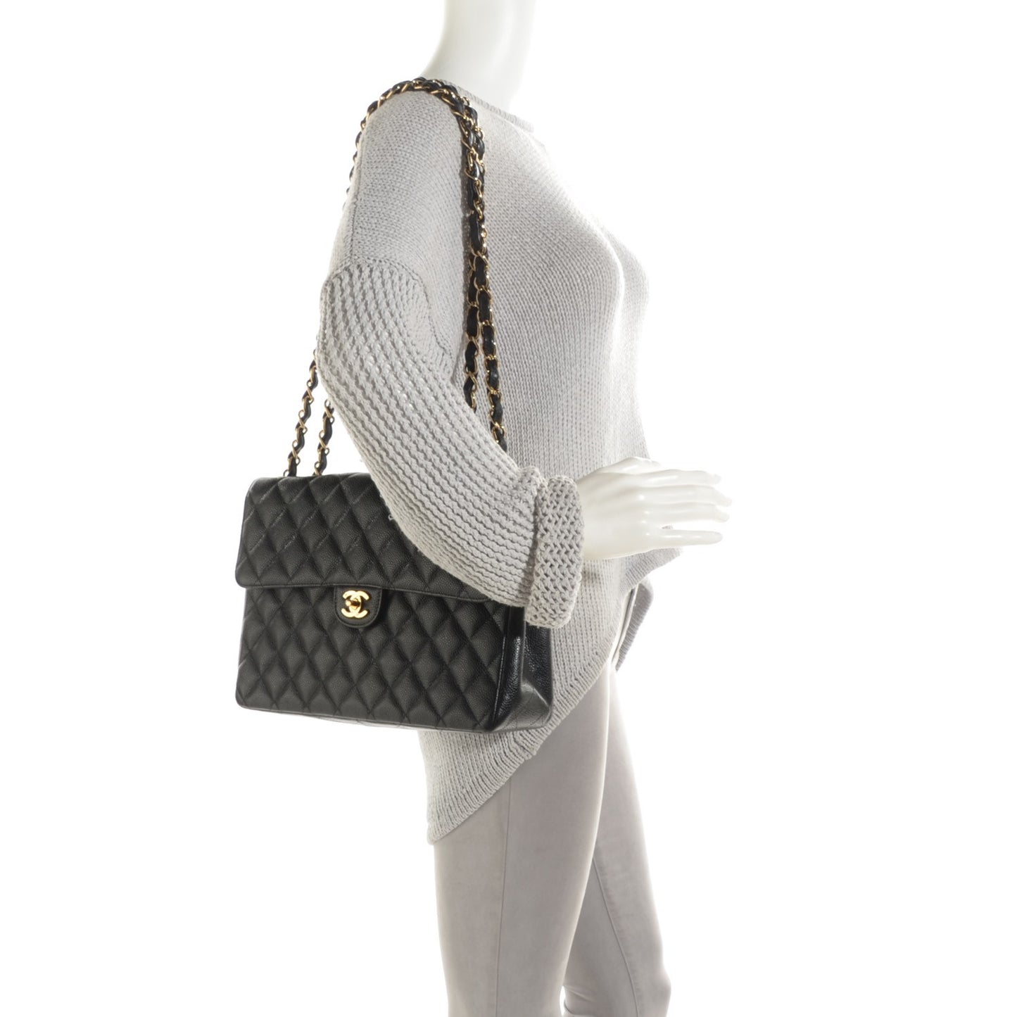 Caviar Quilted Jumbo Single Flap Black