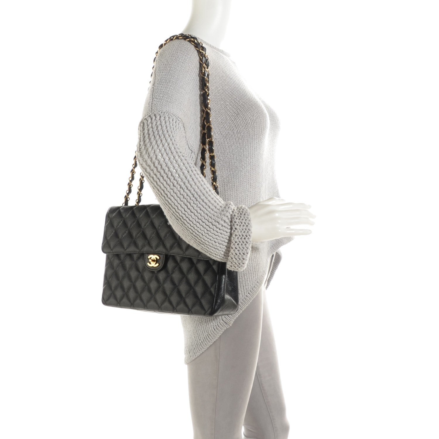 Chanel Caviar Quilted Jumbo Single Flap Black 2 of 9