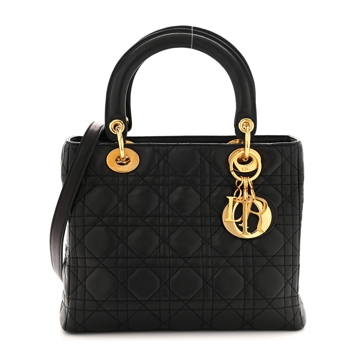 Christian Dior Lambskin Cannage Medium Lady Dior Black 1 of 12