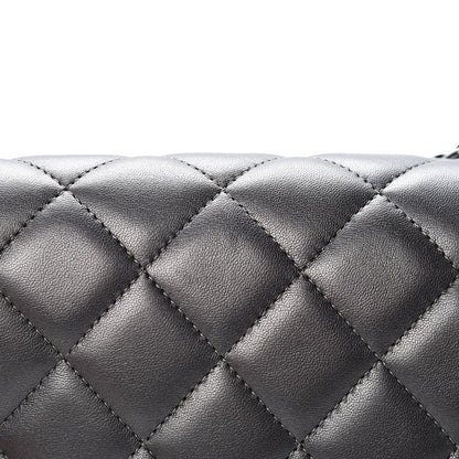 Chanel Metallic Lambskin Quilted Maxi Single Flap Dark Grey 17 of 21