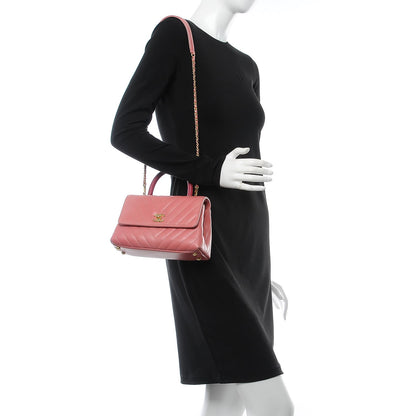 Chanel Calfskin Lizard Chevron Quilted Mini Coco Handle Flap Pink 3 of 8