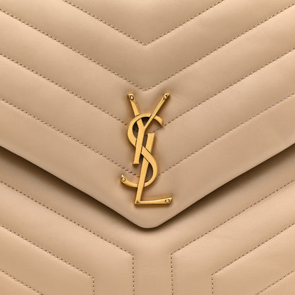 Saint Laurent Calfskin Matelasse Large Loulou Monogram Chain Satchel Dark Beige 19 of 23