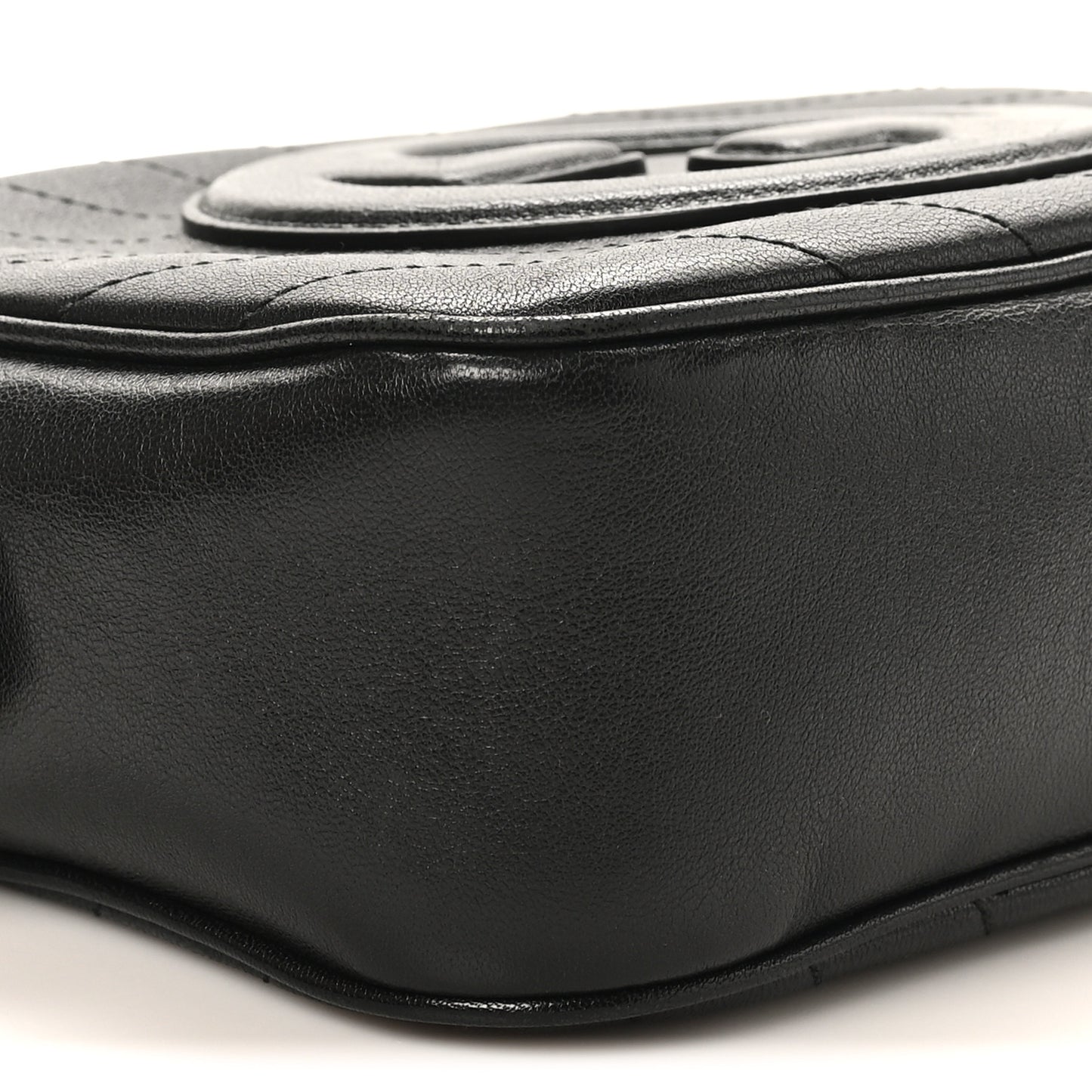 Sakai Be Green Calfskin Diagonal Stitched Small Blondie Shoulder Bag Black