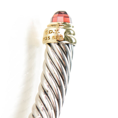 David Yurman Sterling Silver 14K Yellow Gold Garnet 5mm Cable Classics Petite Color Bracelet 6 of 7