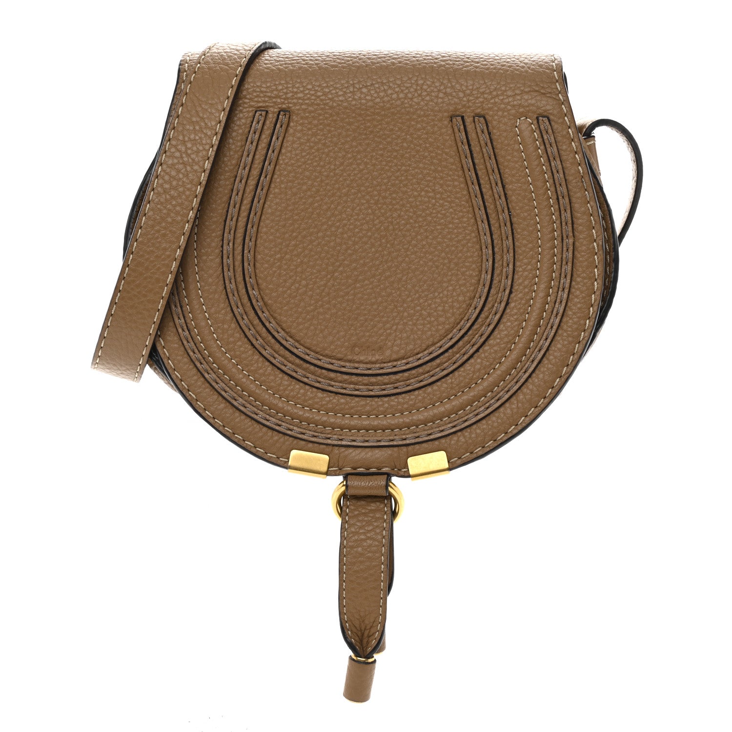 Chloe Calfskin Mini Marcie Round Crossbody Bag Nut 1 of 8