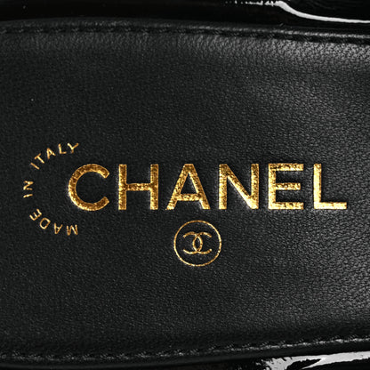 Chanel Lambskin Patent Calfskin CC Thong Sandals 39 Black 9 of 11