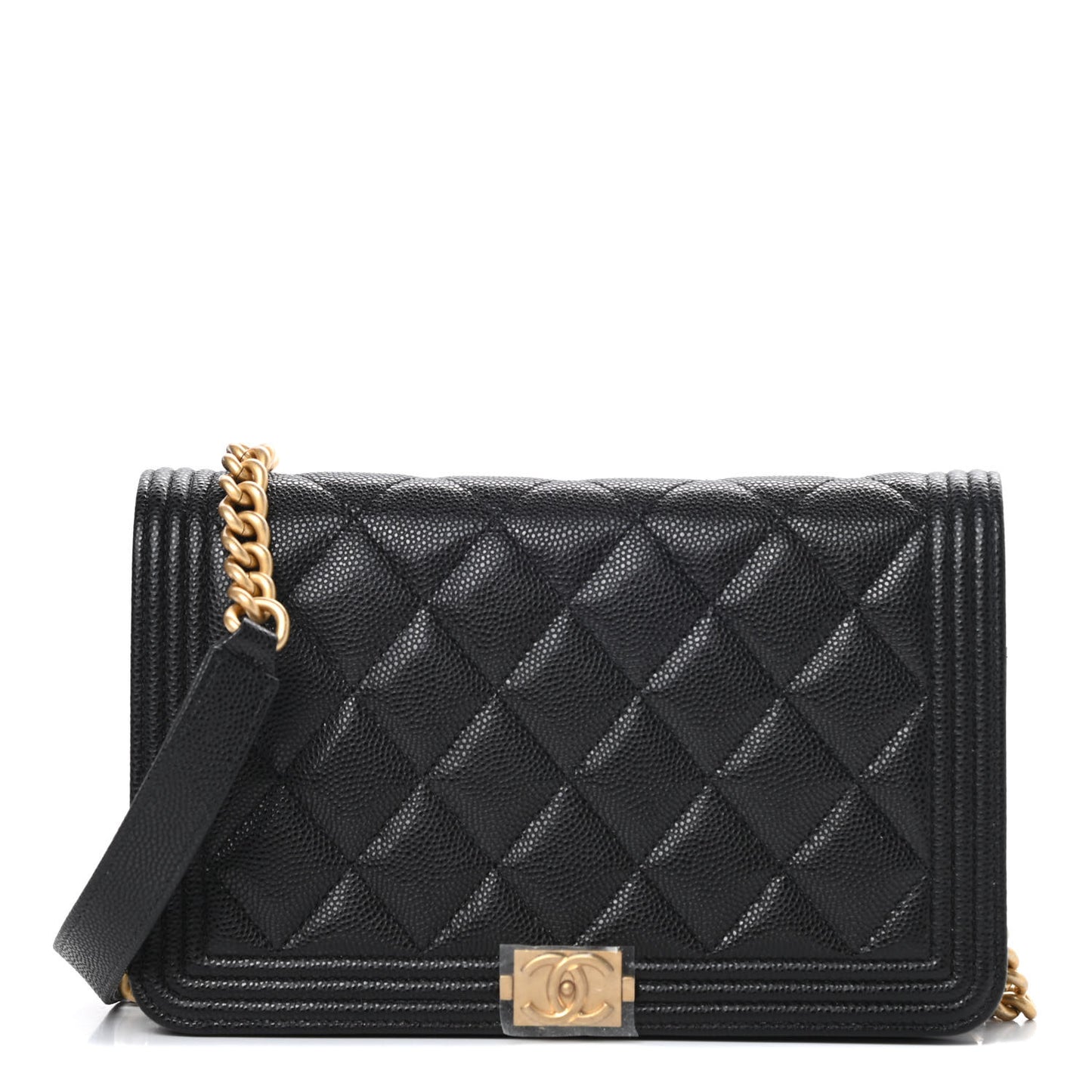 Caviar Quilted Boy Wallet On Chain WOC Black