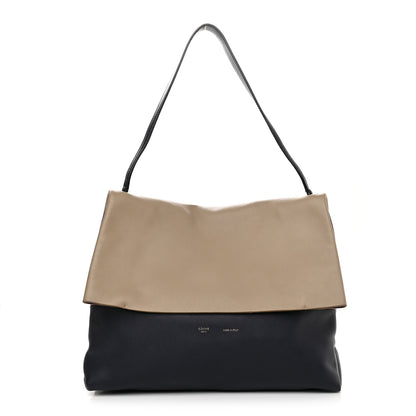 Celine Calfskin Suede All Soft Shoulder Bag Navy Burgundy 1 of 8