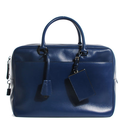 Prada Box Calfskin Travel Weekender Bag Bluette 1 of 9