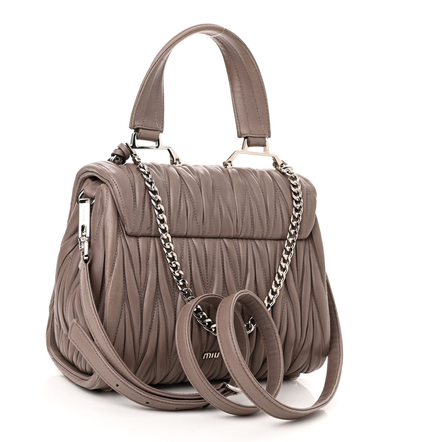 Miu Miu Nappa Matelasse Top Handle Tote Pomice 3 of 10