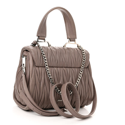 Miu Miu Nappa Matelasse Top Handle Tote Pomice 3 of 10