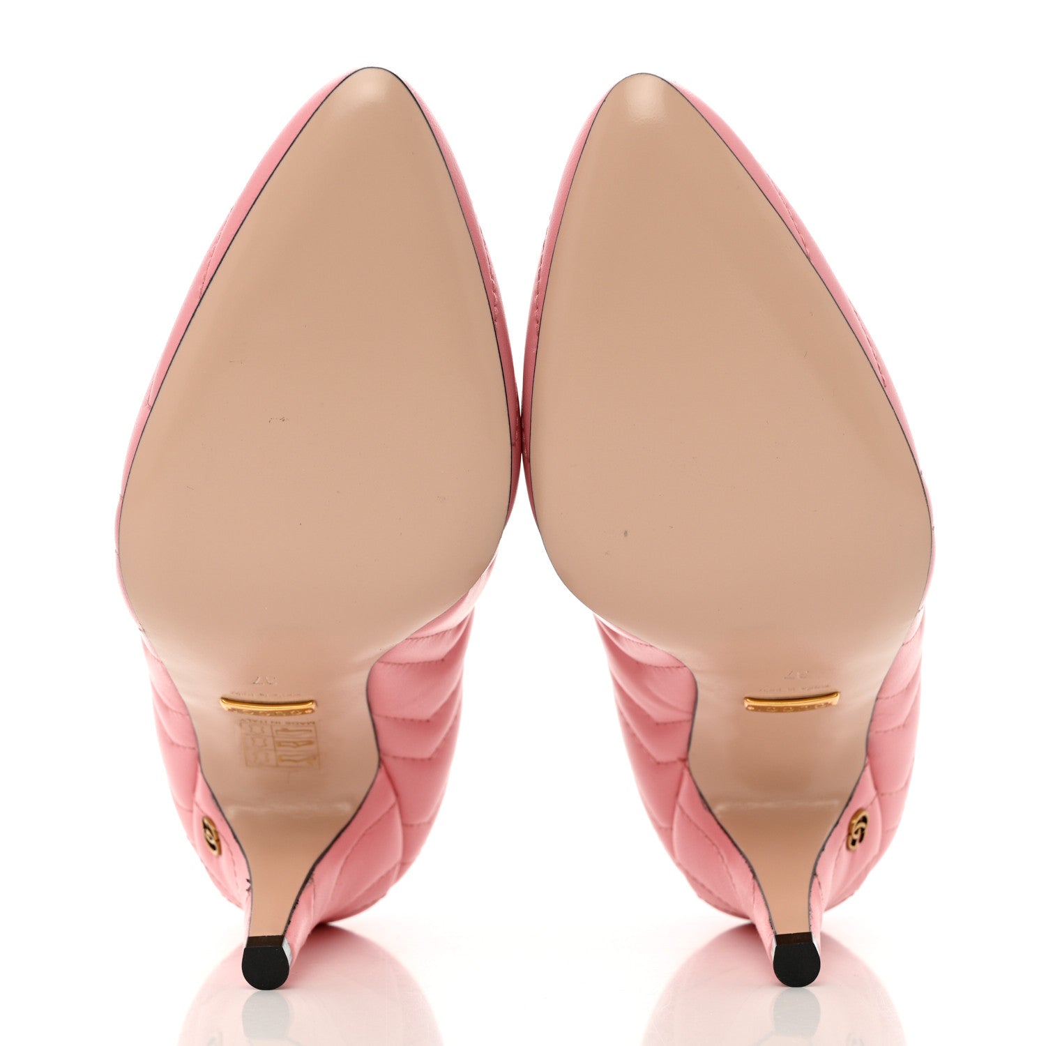 Gucci Nappa Charlotte Chevron Matelasse Double G 95mm Pumps 37 Wild Rose 5 of 9