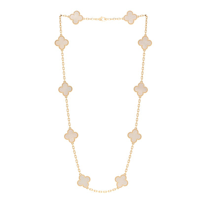 Van Cleef & Arpels 18K Yellow Gold Mother of Pearl 10 Motifs Vintage Alhambra Necklace 3 of 6