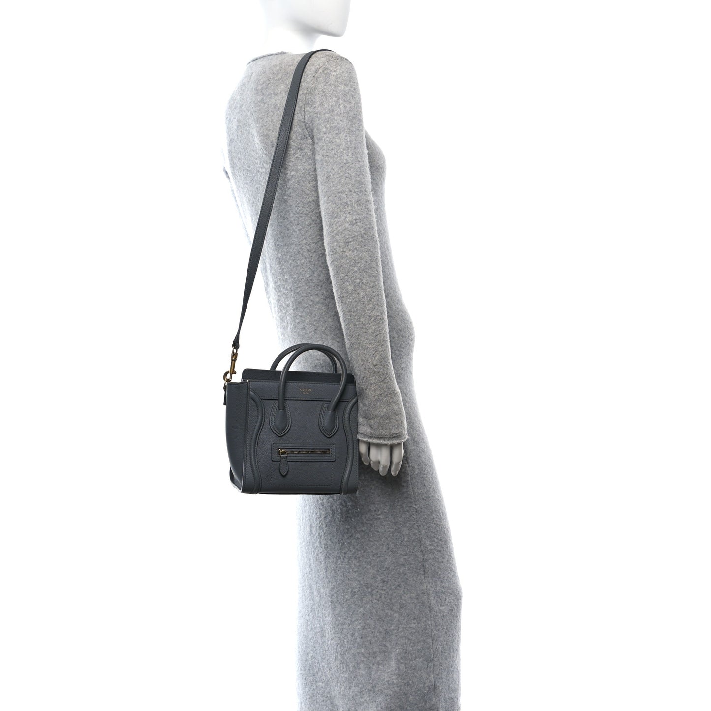 Baby Drummed Calfskin Nano Luggage Kohl