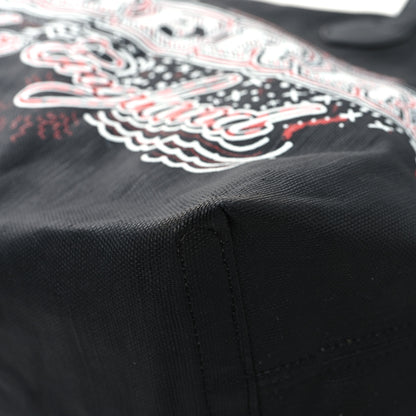 Burberry Coated Canvas Mega Check Medium Doodle Tote Black Red 10 of 12