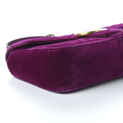Gucci Velvet Matelasse Small GG Marmont Shoulder Bag Fuchsia Violet Cyclamen 6 of 11