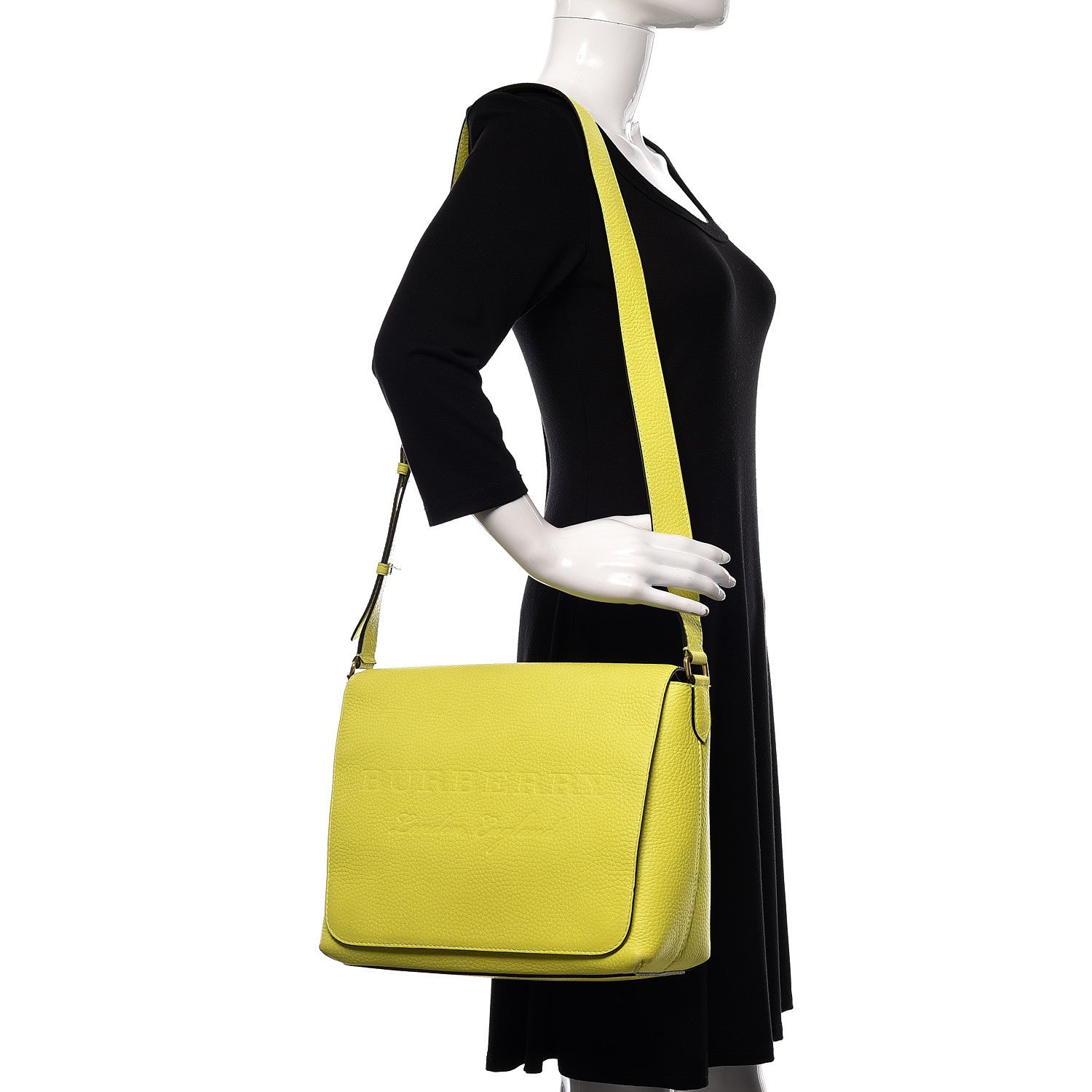 Burberry Signature Grain Small Burleigh Crossbody Bag Neon Yellow 2 of 18