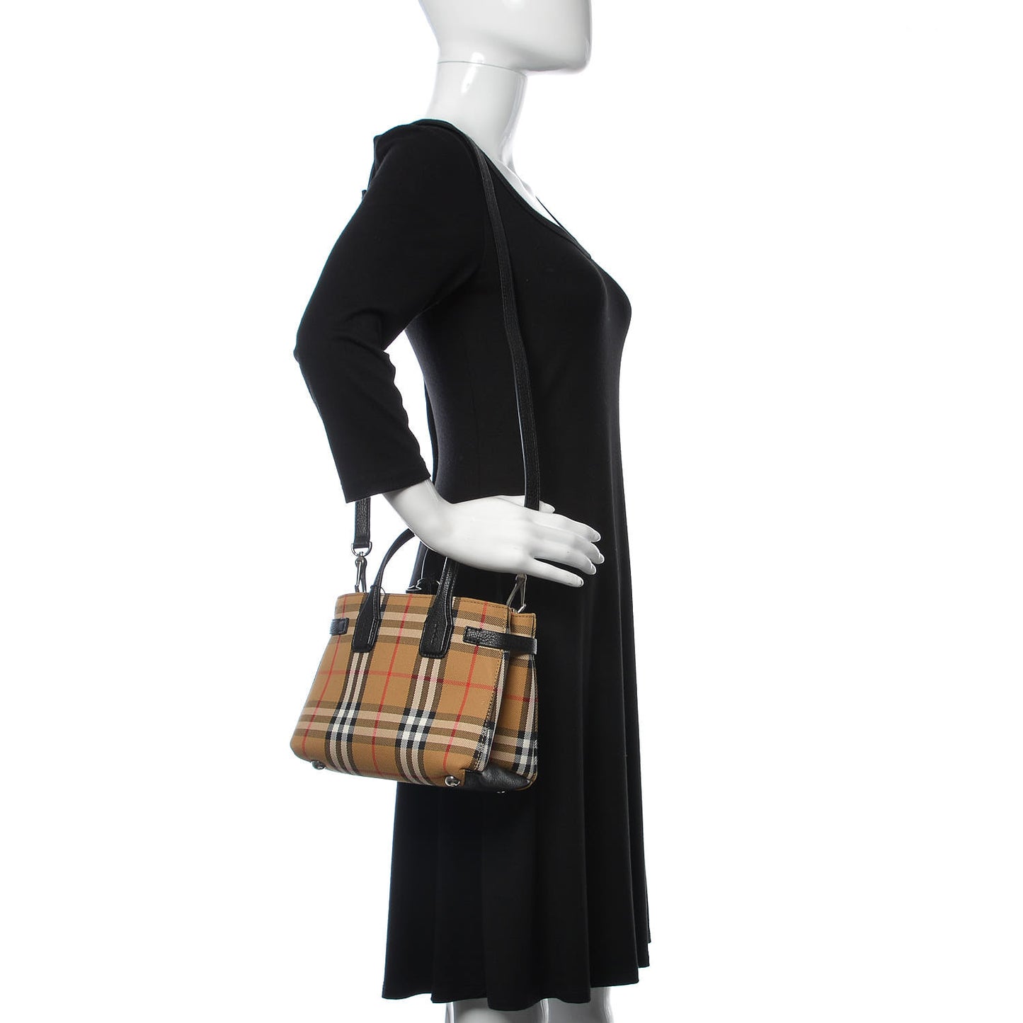 Goatskin Vintage Check Baby Banner Tote Black