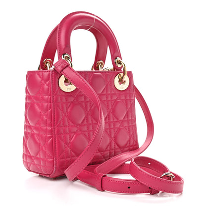Christian Dior Lambskin Cannage Mini Lady Dior Fuchsia 3 of 11