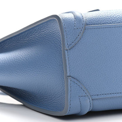 Celine Drummed Calfskin Nano Luggage Blue 9 of 13