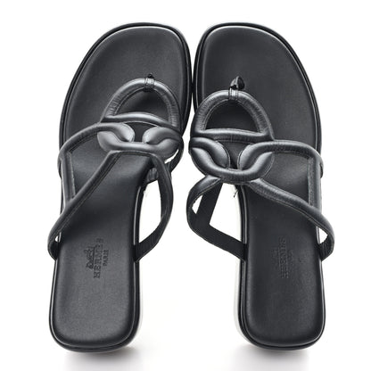 Hermes Nappa Gipsy Sandals 39 Black 2 of 9