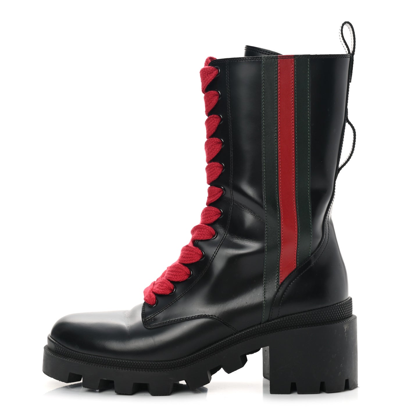 Magnum Calfskin Cirano Lux Web Lace Up Tall Combat Boots 39 Black Verde Hibiscus Red