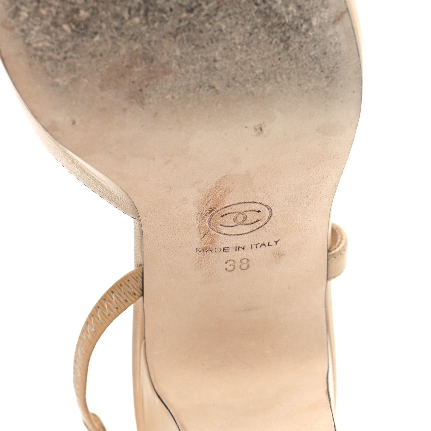 Chanel Goatskin Grosgrain Cap Toe CC Slingback Pumps 38 Beige Black 7 of 11