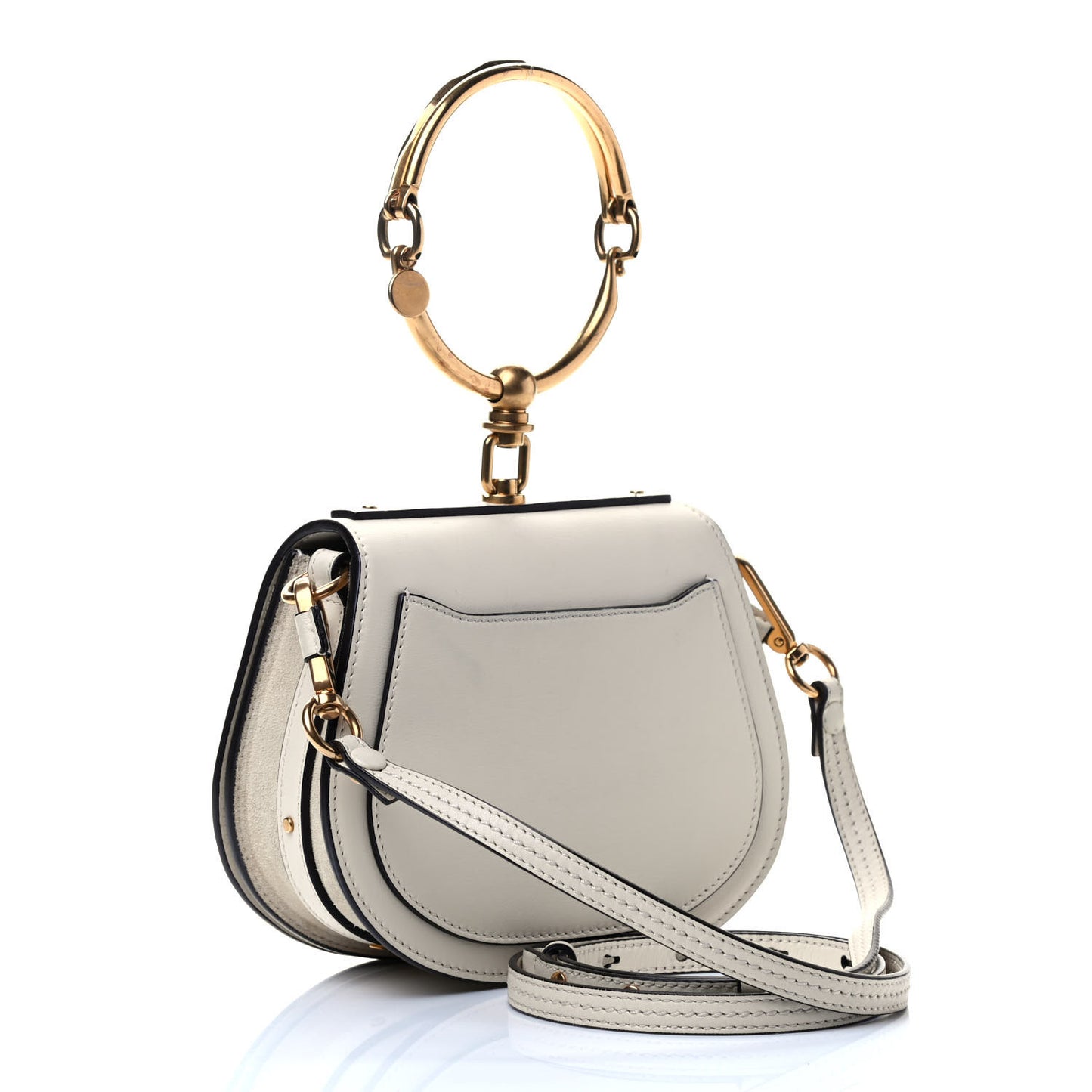 Calfskin Suede Small Nile Bracelet Bag Off White