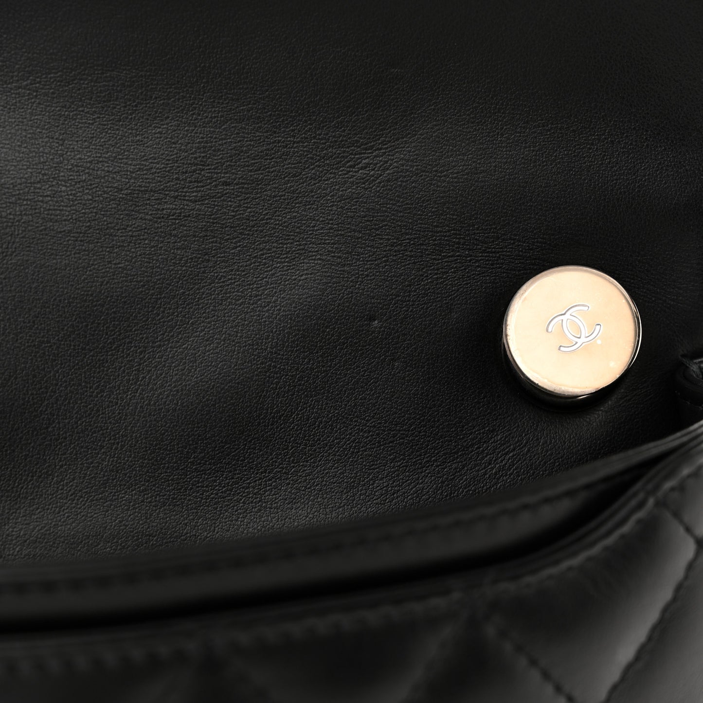 Calfskin Quilted CC Uniform Flap Belt Bag Black