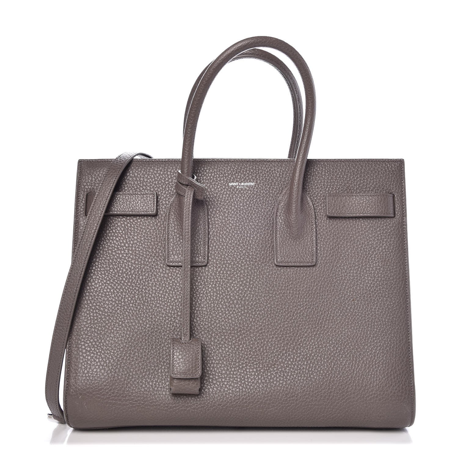 Saint Laurent Grained Calfskin Small Sac De Jour Fog 1 of 26
