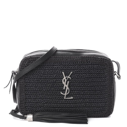 Saint Laurent Raffia Calfskin Monogram Lou Camera Bag Black 1 of 8