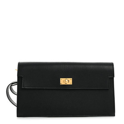 Hermes Chevre Chamkila Kelly Pocket Long Wallet Black 1 of 8