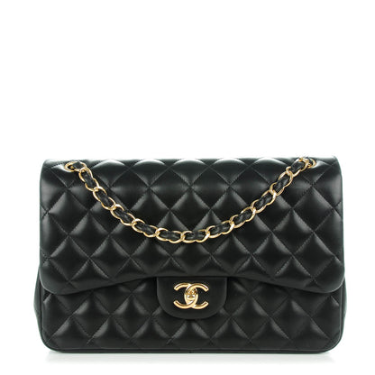 Chanel Lambskin Quilted Jumbo Double Flap Black 1 of 9