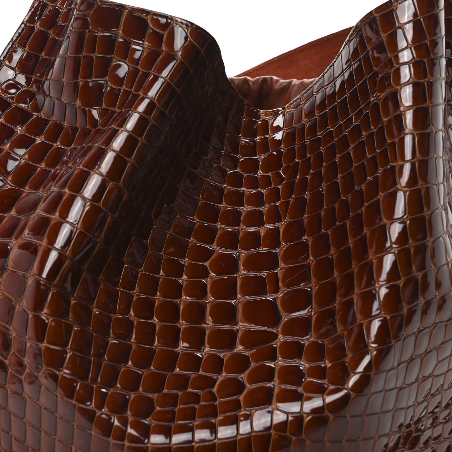 Patent Calfskin Crocodile Embossed Le 54 Tote Acajou