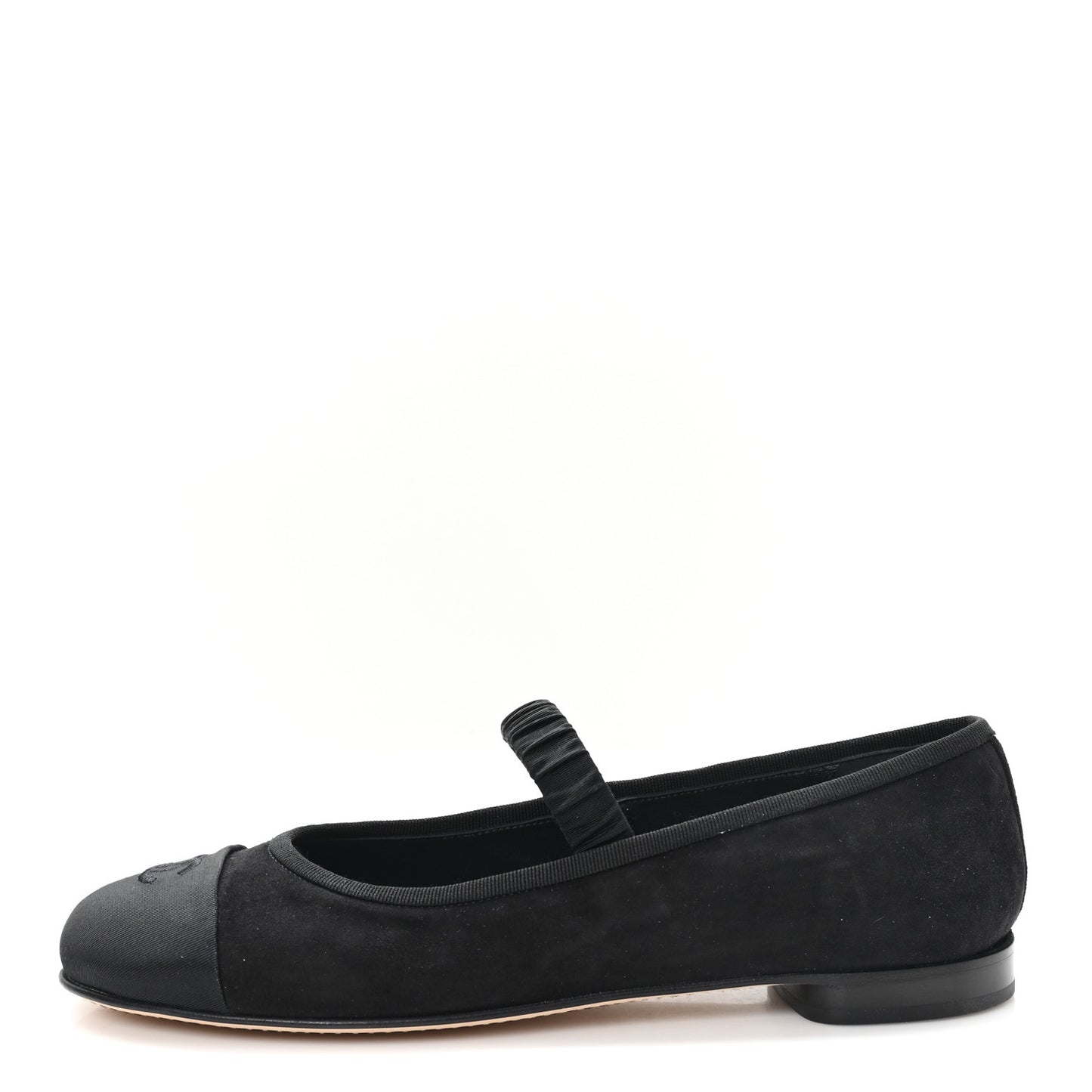 Suede Kidskin Grosgrain Mary Jane Flats 41 Black