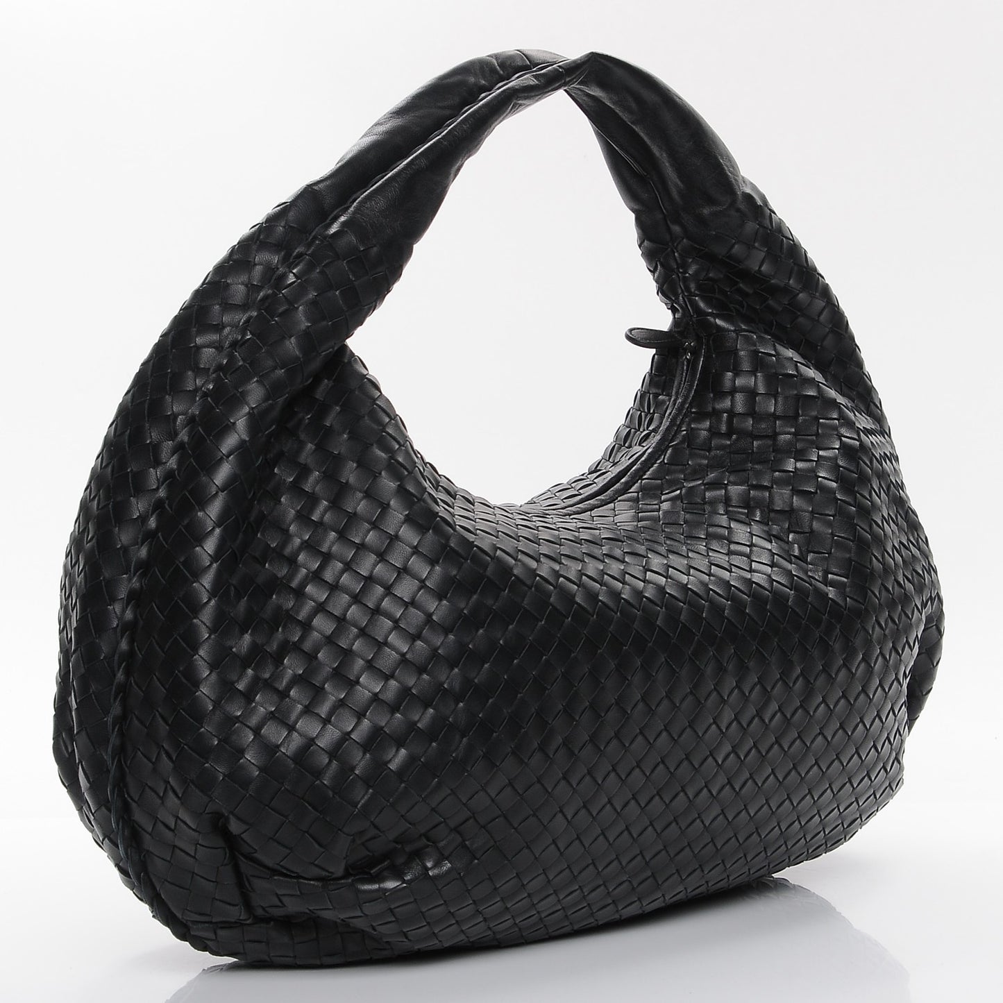 Nappa Intrecciato Large Belly Veneta Hobo Nero Black
