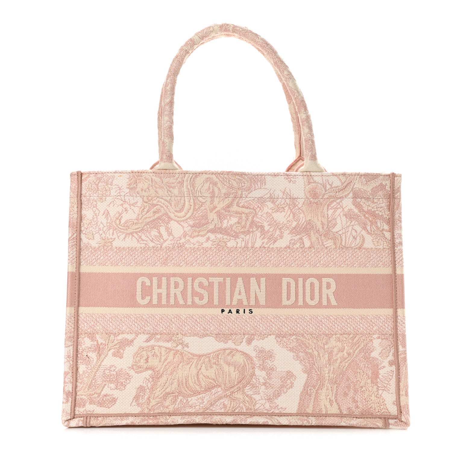 Christian Dior Canvas Toile De Jouy Embroidered Medium Book Tote Pink 1 of 10